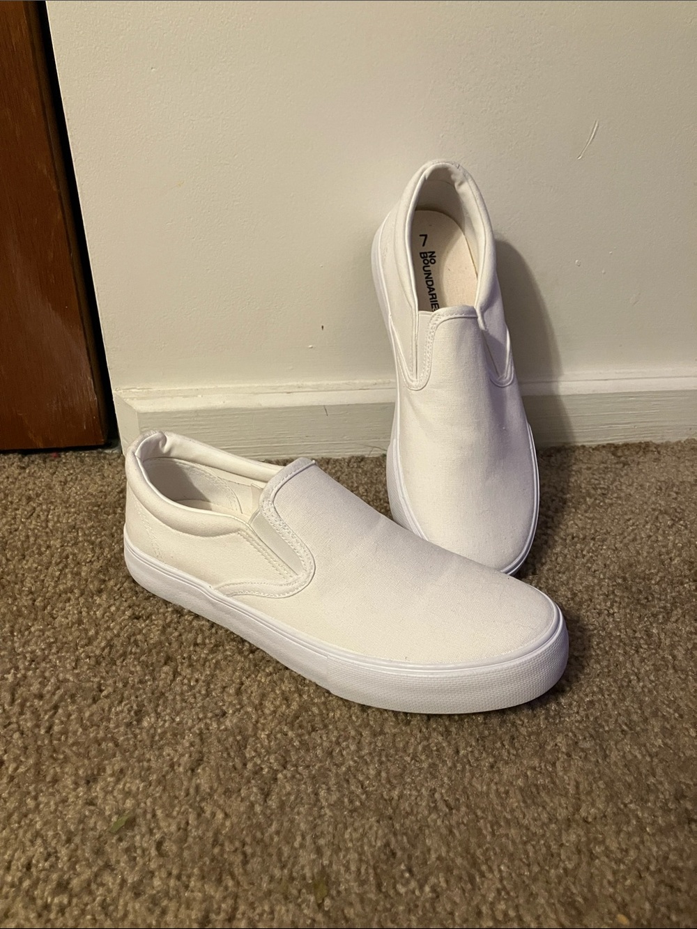 No Boundaries White Slip-On Canvas Loafers